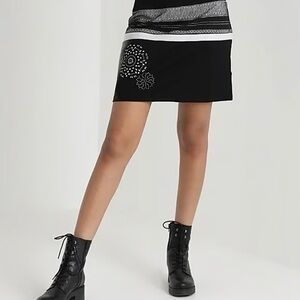 Desigual Jana Black/Silver Mini Skirt Size S